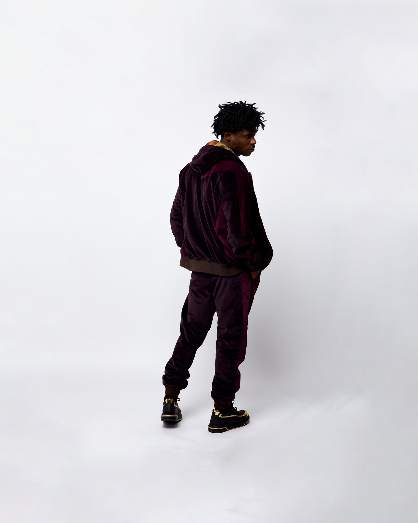 Maroon Velvet Tracksuit