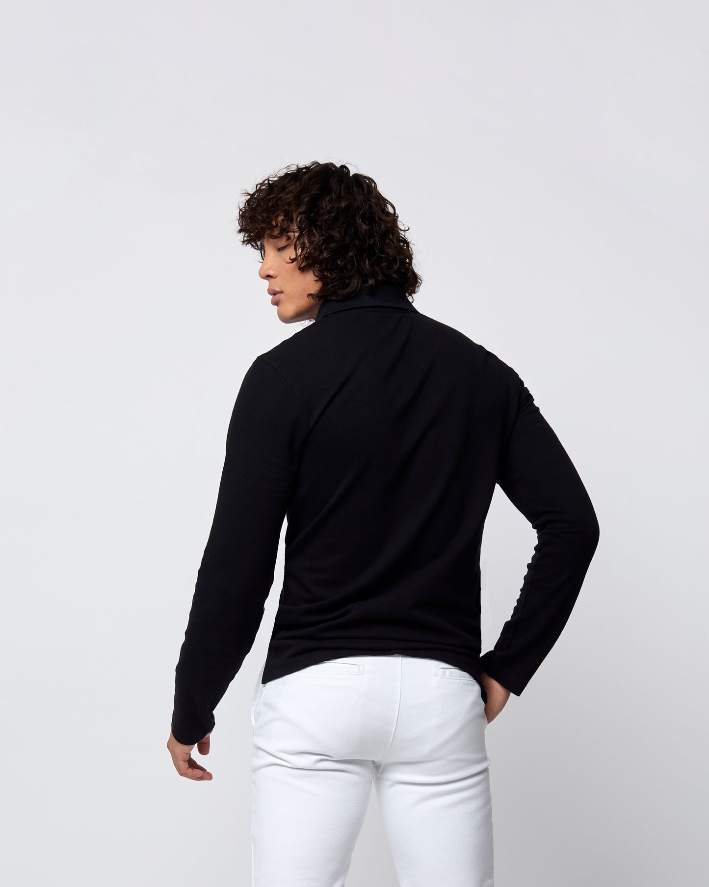 Long Sleeve Polo T-Shirt Black