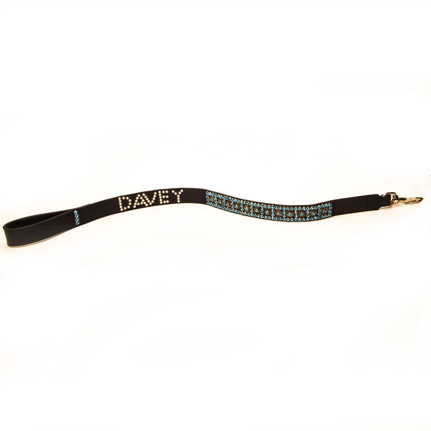 Bespoke Swarovski crystal Collar and Lead – Black – Leather Collar