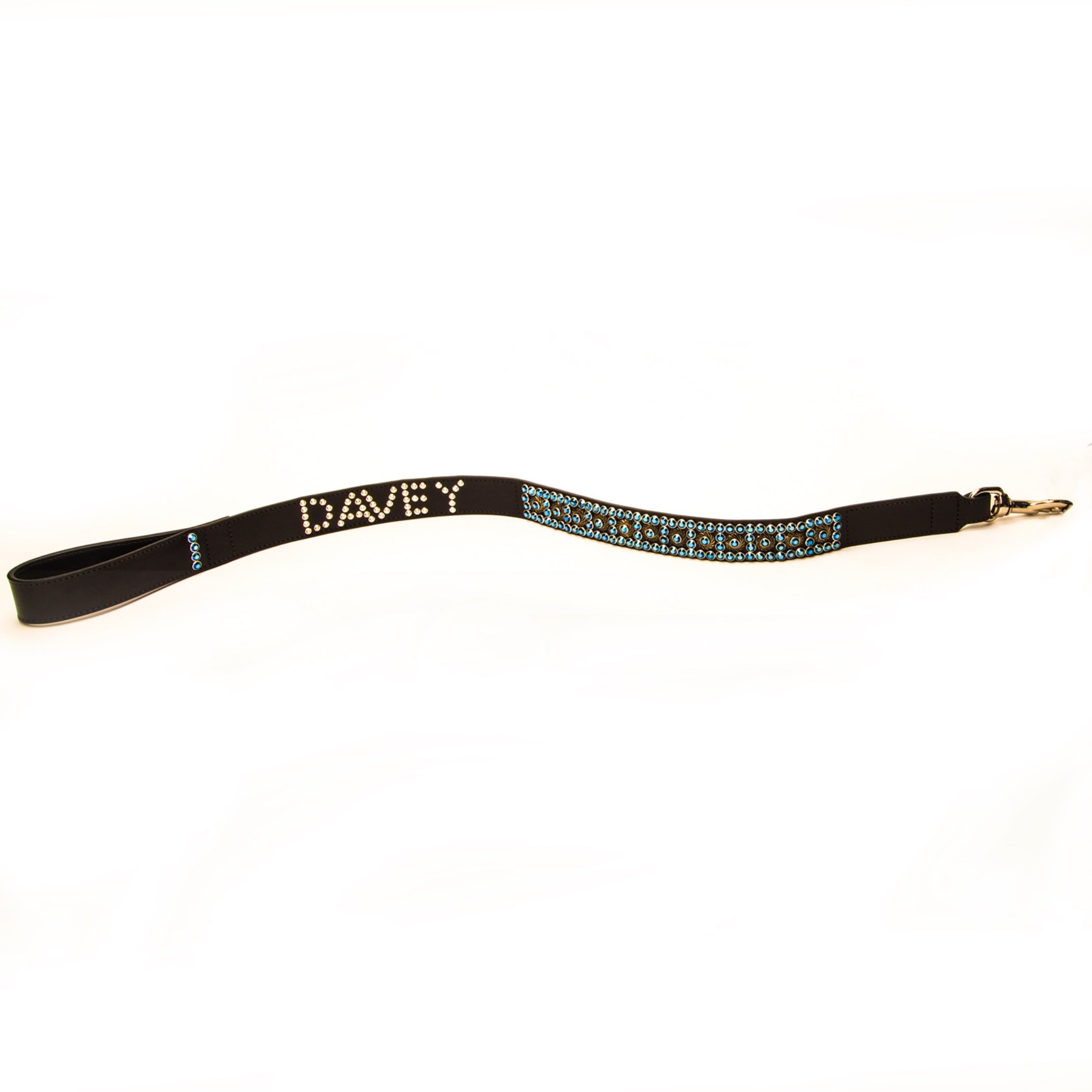 Bespoke Swarovski crystal Collar and Lead – Black – Leather Collar