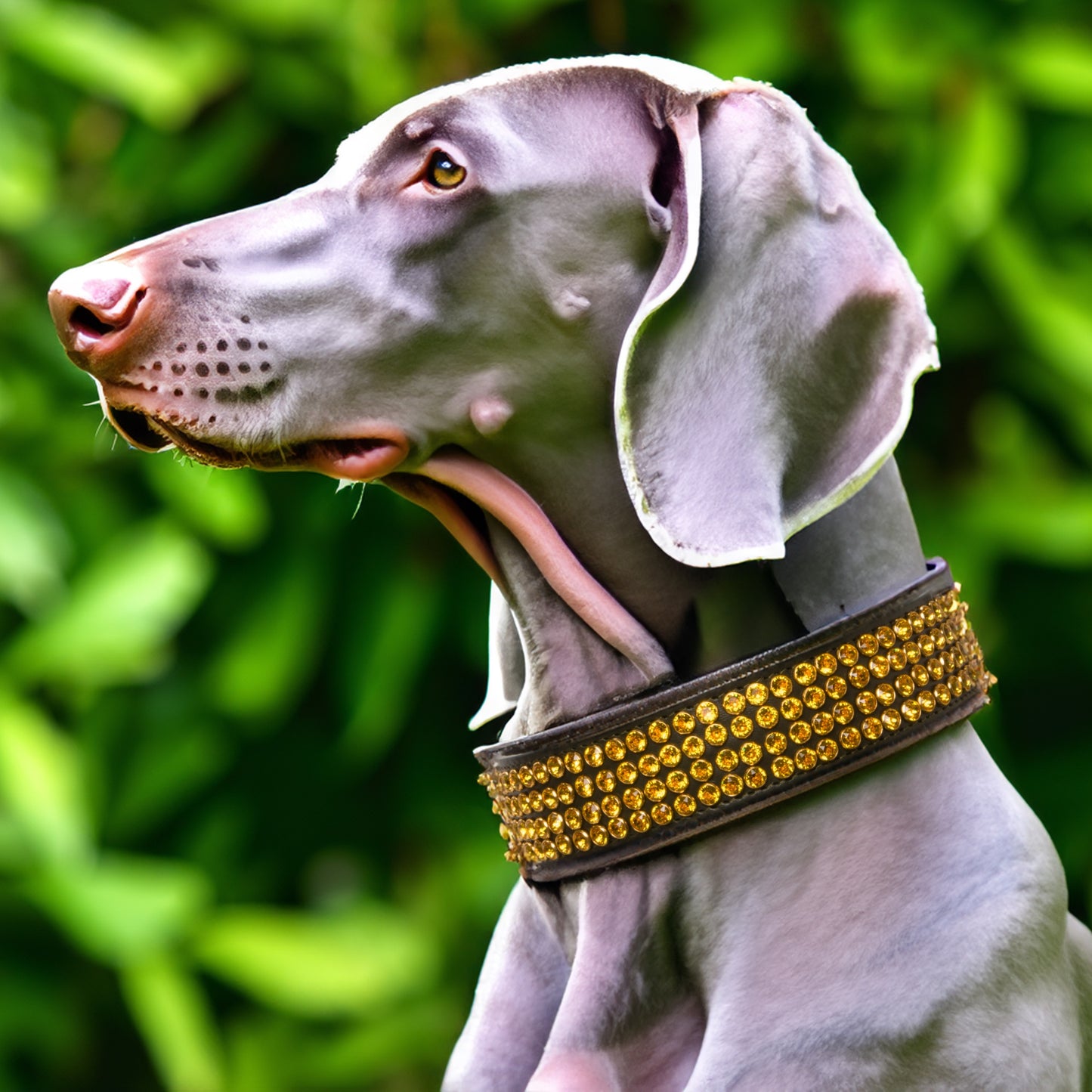 Luxury Swarovski 4 Row Sunflower Crystals Collar Medium to Large Dogs – Leather Collar