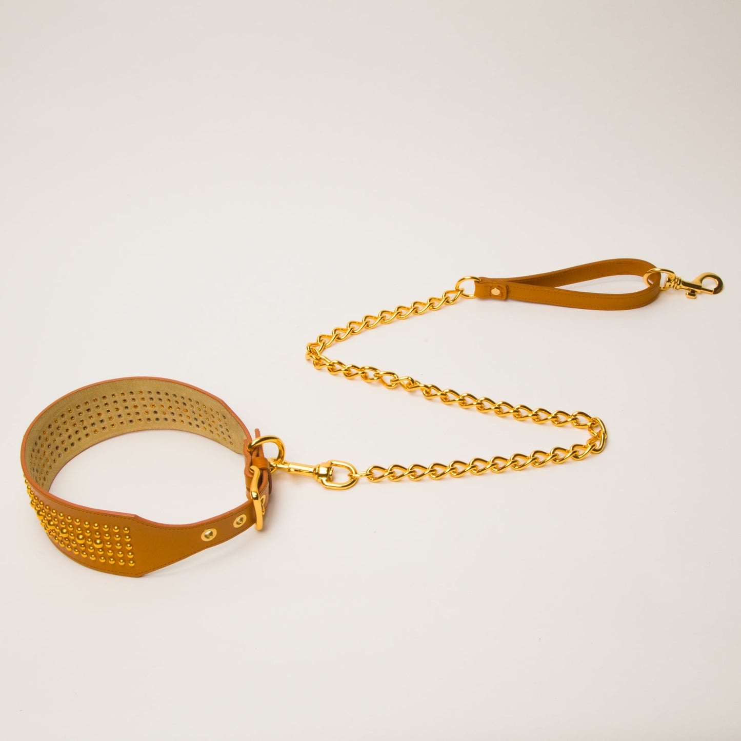 Luxury 5 Row Dome Shape Collar Nude Tan XLarge Breeds