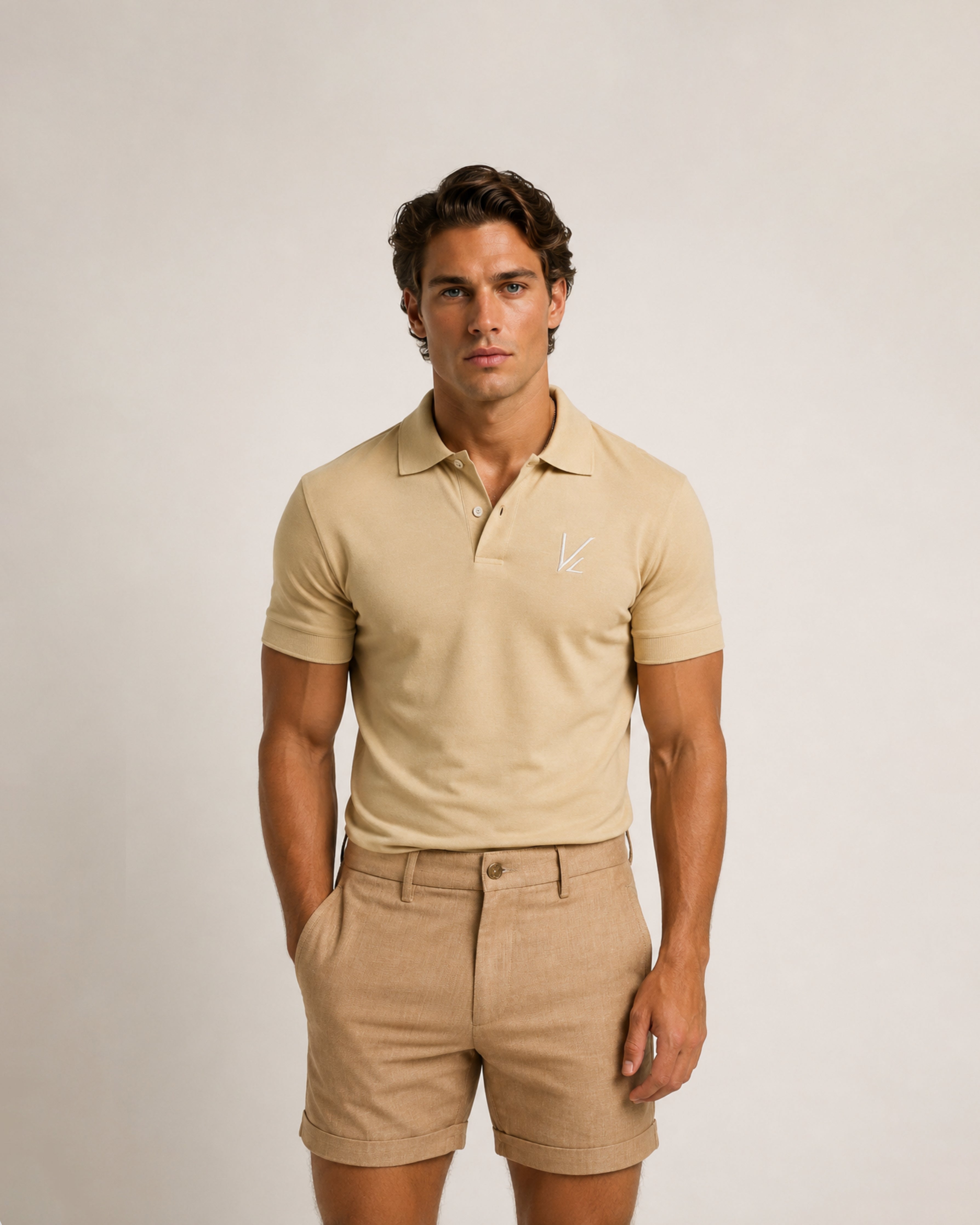Short Sleeve Polo T-Shirt Cream