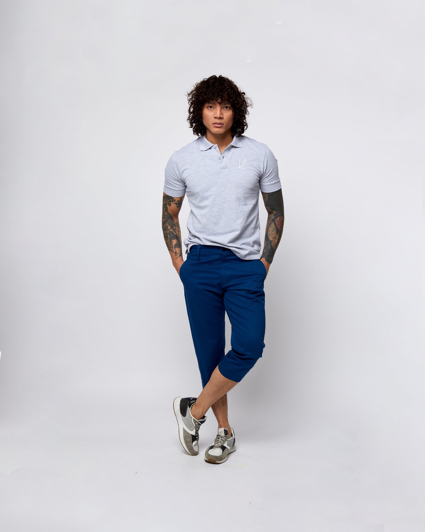 Short Sleeve Polo T-Shirt Light Slate Grey