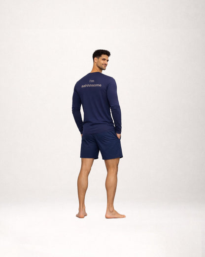 Long Sleeve Cotton T-Shirt  Navy Blue