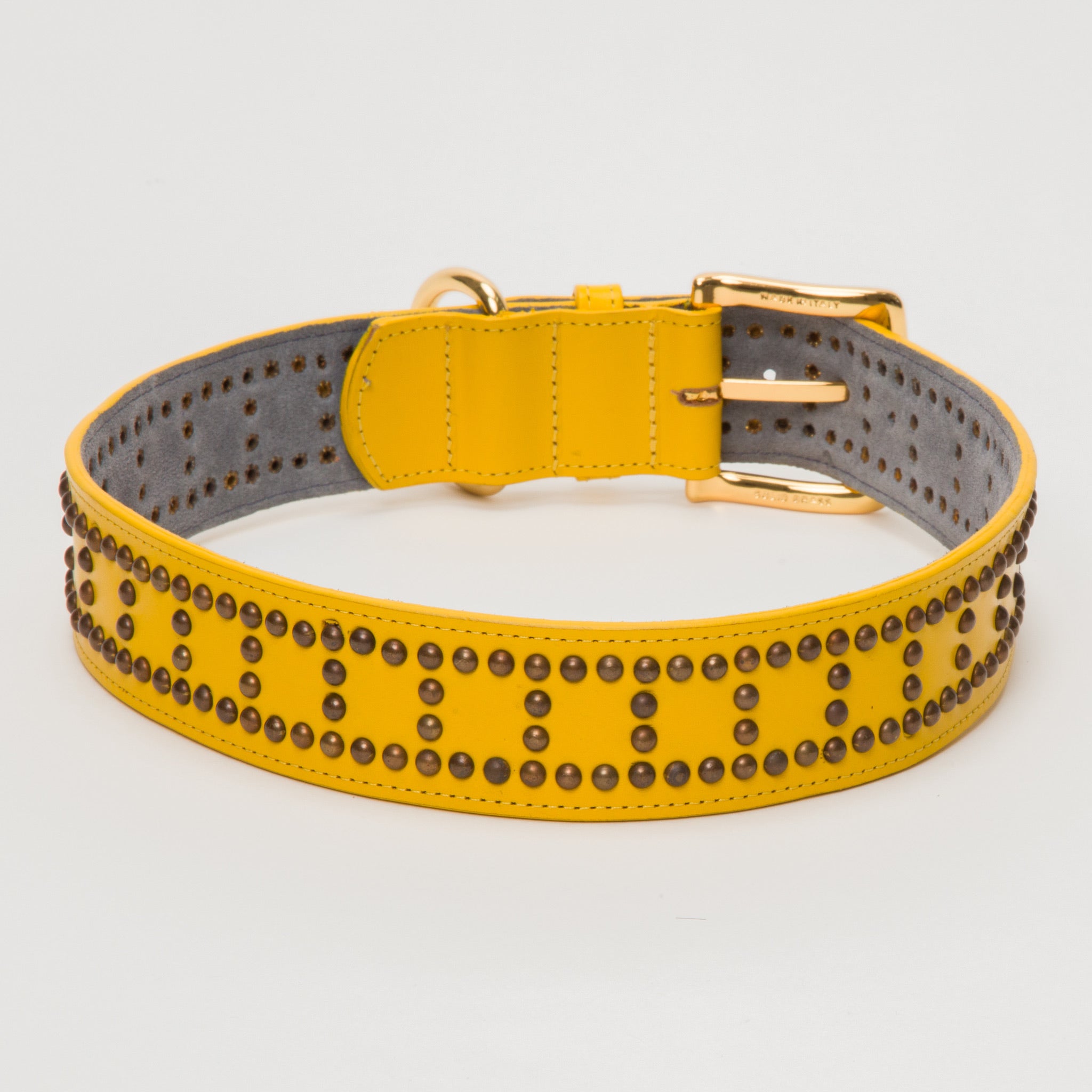 Leather Mustard Collar with Dome Medium & Large Dogs