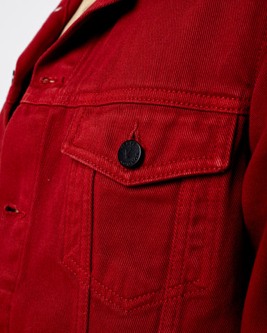 Load image into Gallery viewer, Denim Trucker Jacket Blood Red
