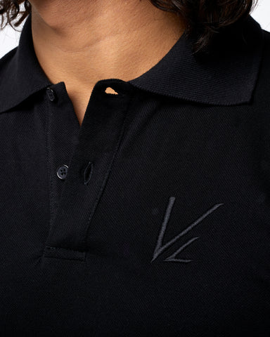 Load image into Gallery viewer, Long Sleeve Polo T-Shirt  Black
