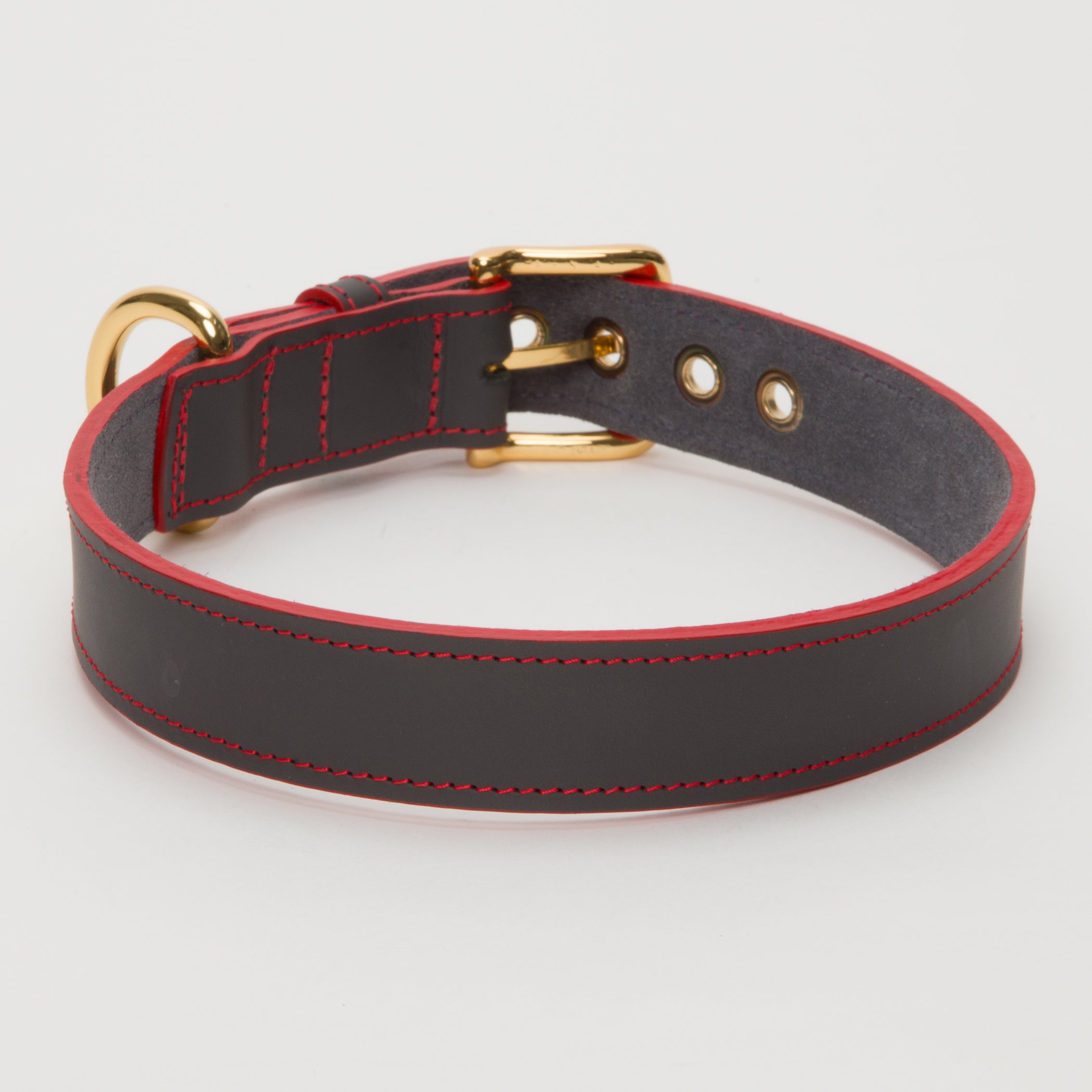 Luxury Leather Collar Grey Eyelets Medium Dogs