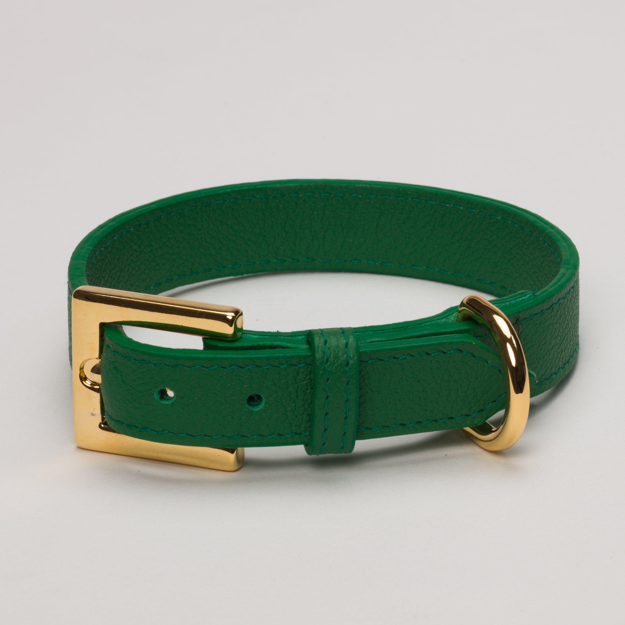 Racing Green Leather collar for XXLarge Puppy