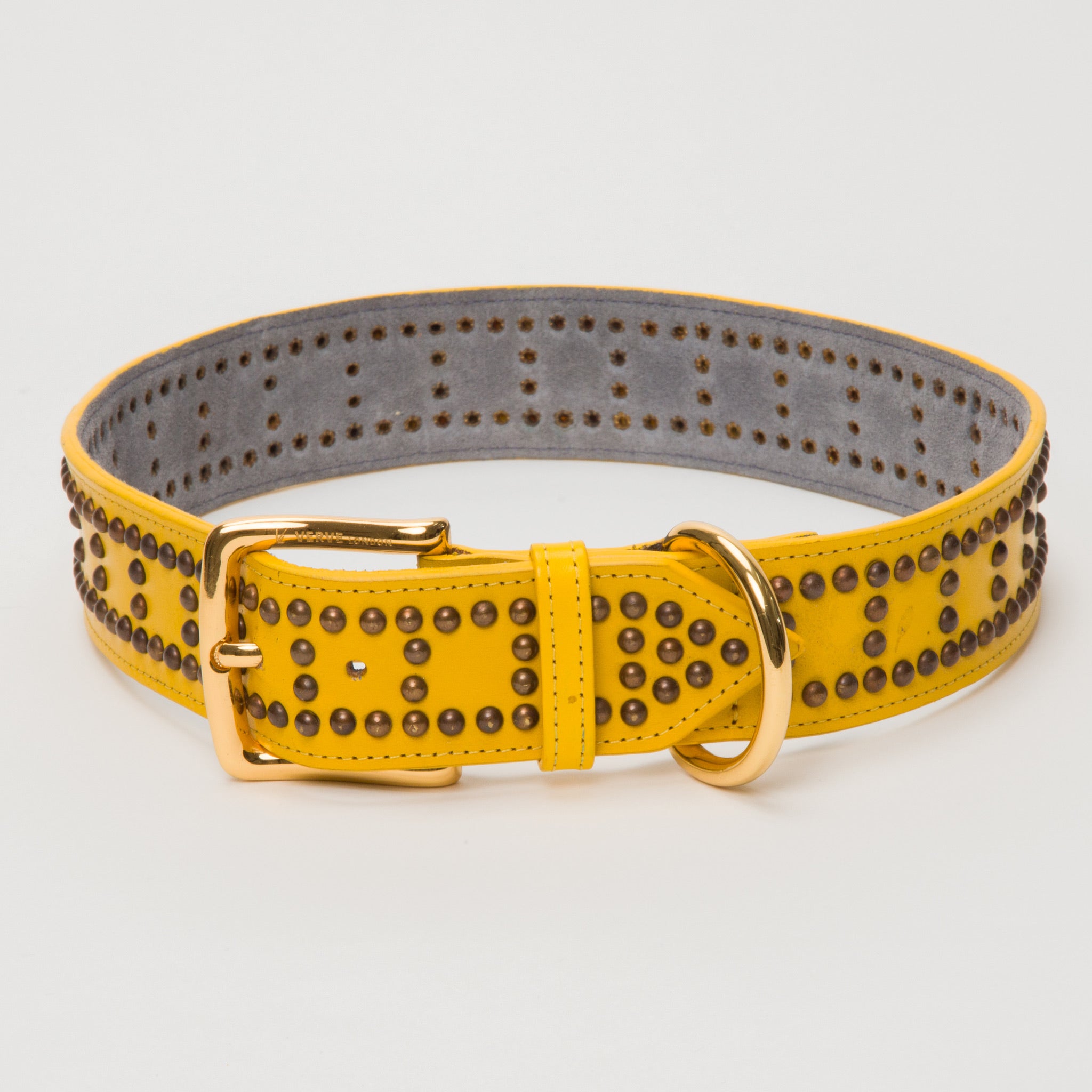 Leather Mustard Collar with Dome Medium & Large Dogs