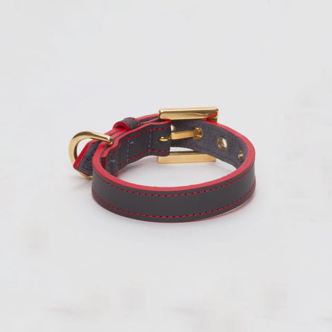 Load image into Gallery viewer, Luxury Leather  Dog Collar Grey with Eyelets for Toy & Small Dogs
