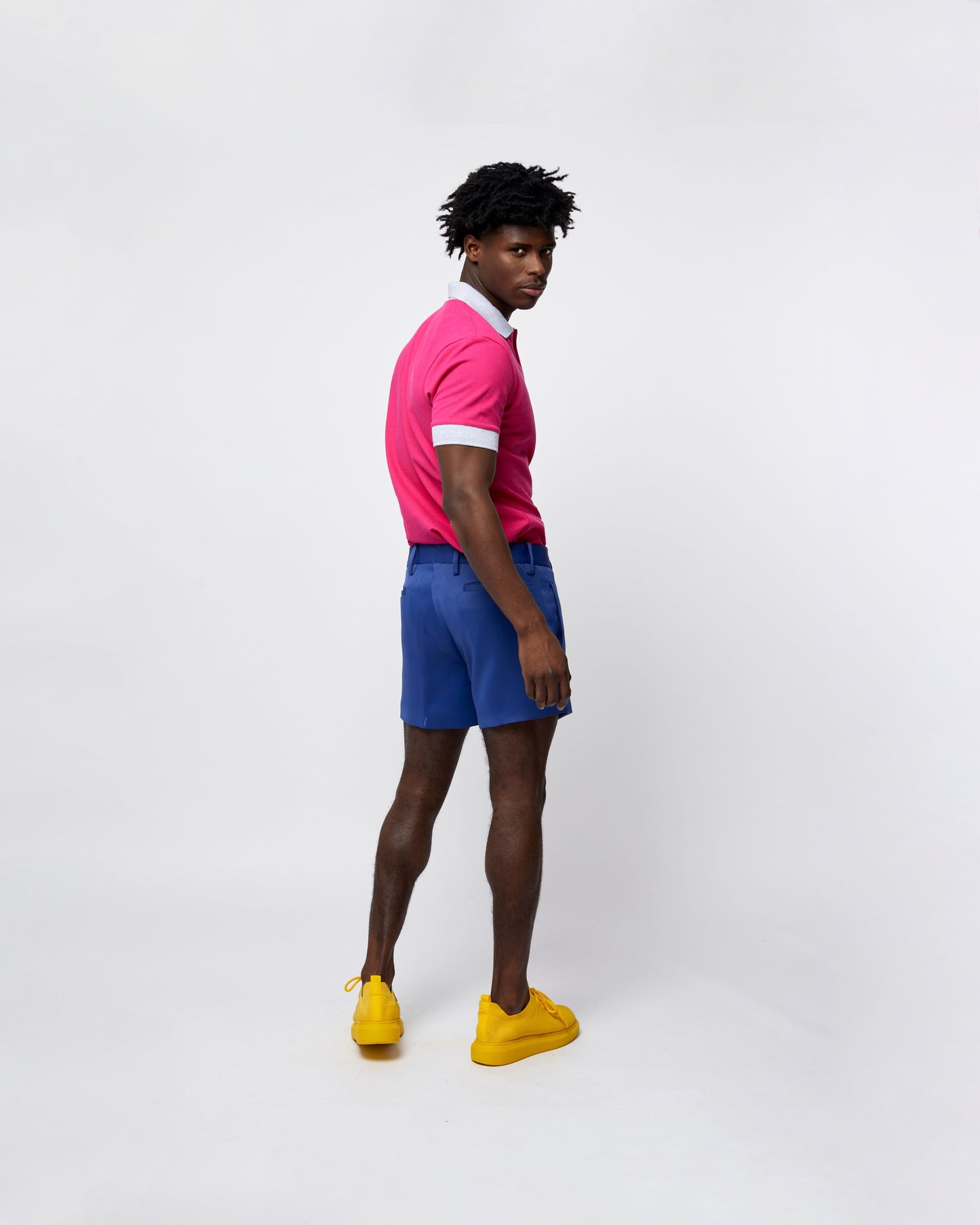 Short Sleeve Polo T-Shirt Hot Pink with Light Slate Grey Edging