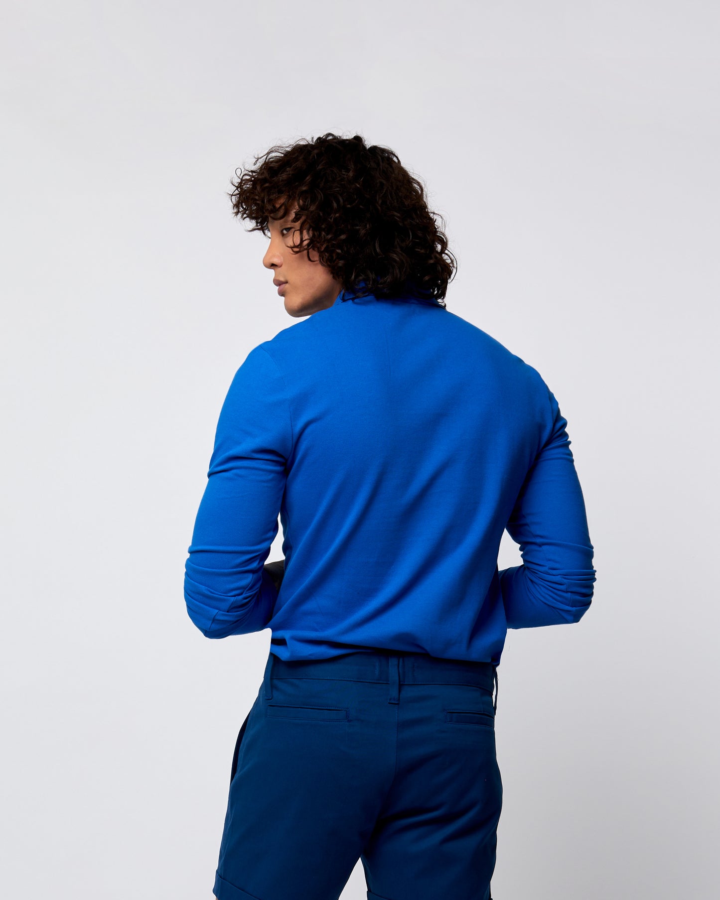 Long Sleeve Polo T-Shirt  Dark Blue