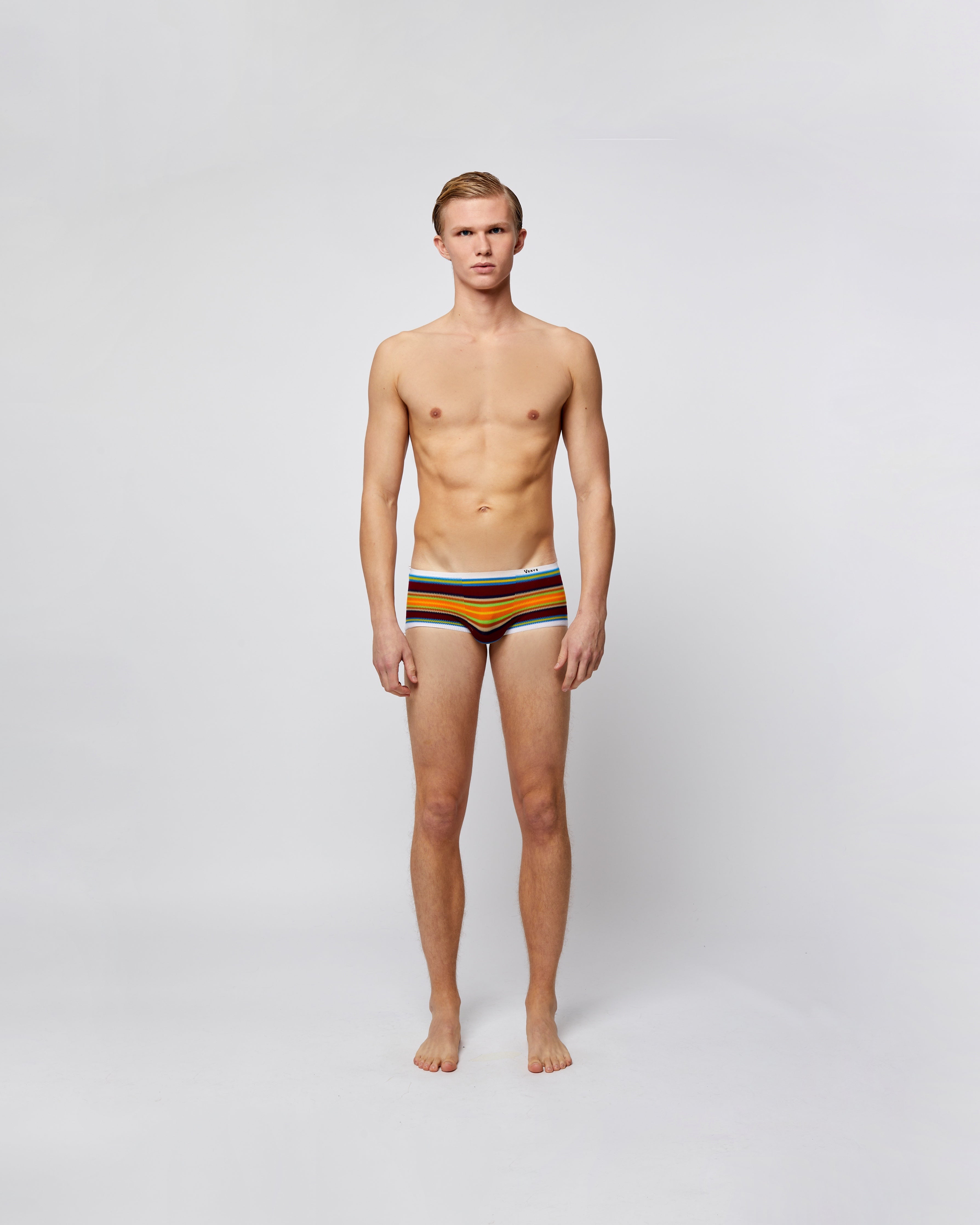 Men's Retro Underwear Chocolate Brown  Rainbow