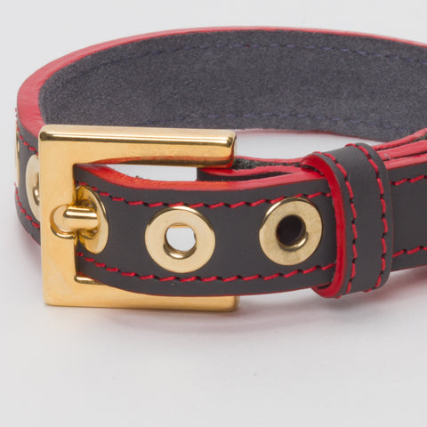 Load image into Gallery viewer, Luxury Leather  Dog Collar Grey with Eyelets for Toy & Small Dogs
