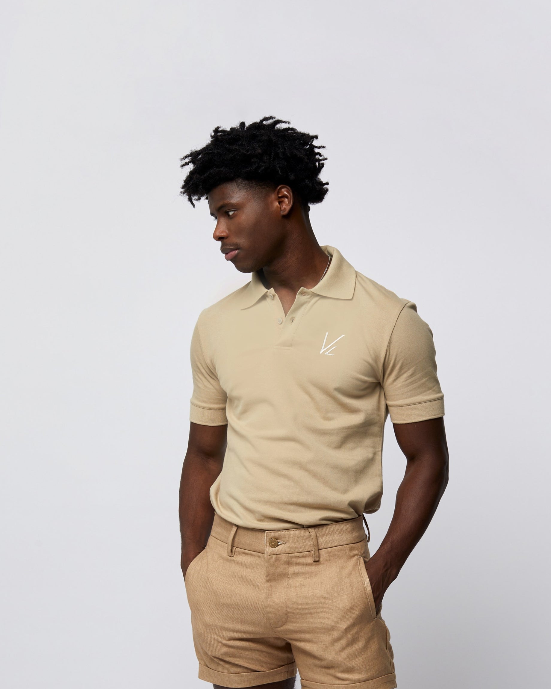 Short Sleeve Polo T-Shirt Cream