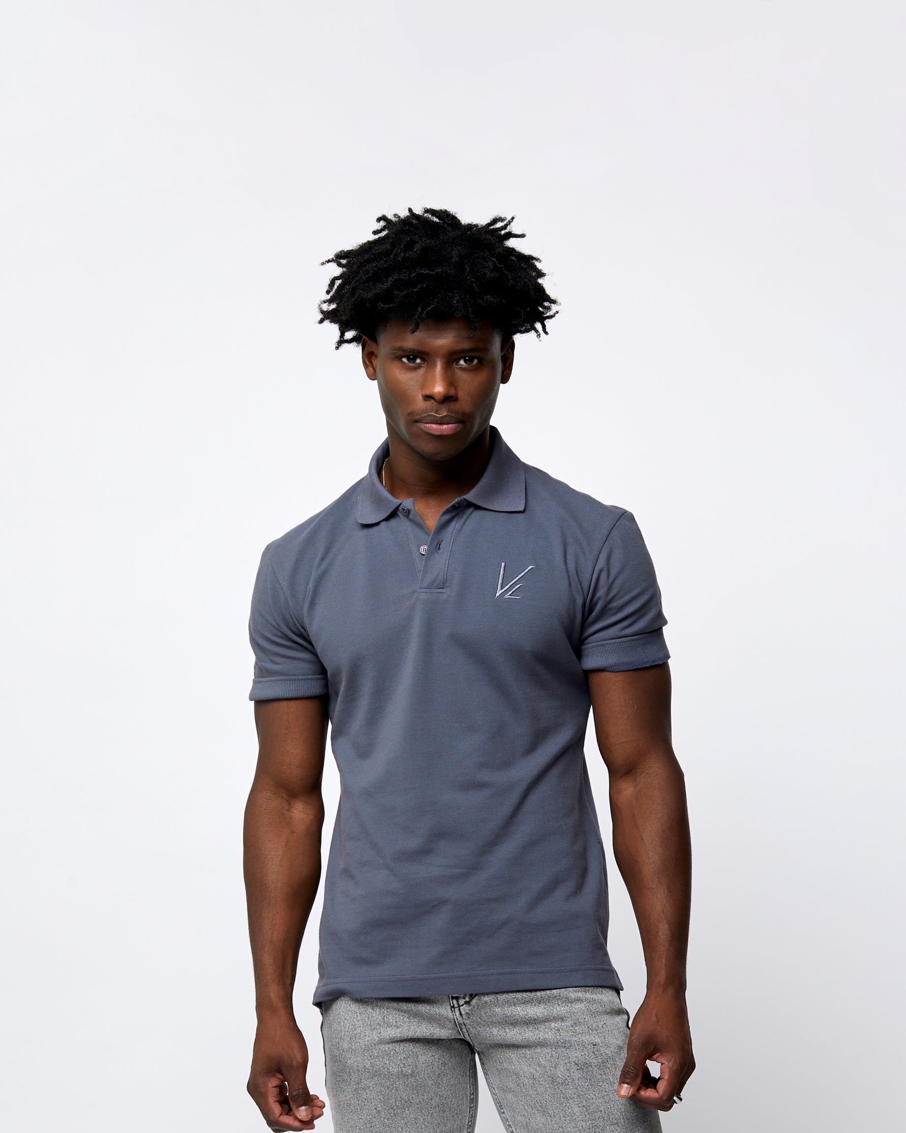 Short Sleeve Polo T-Shirt  Dark Grey