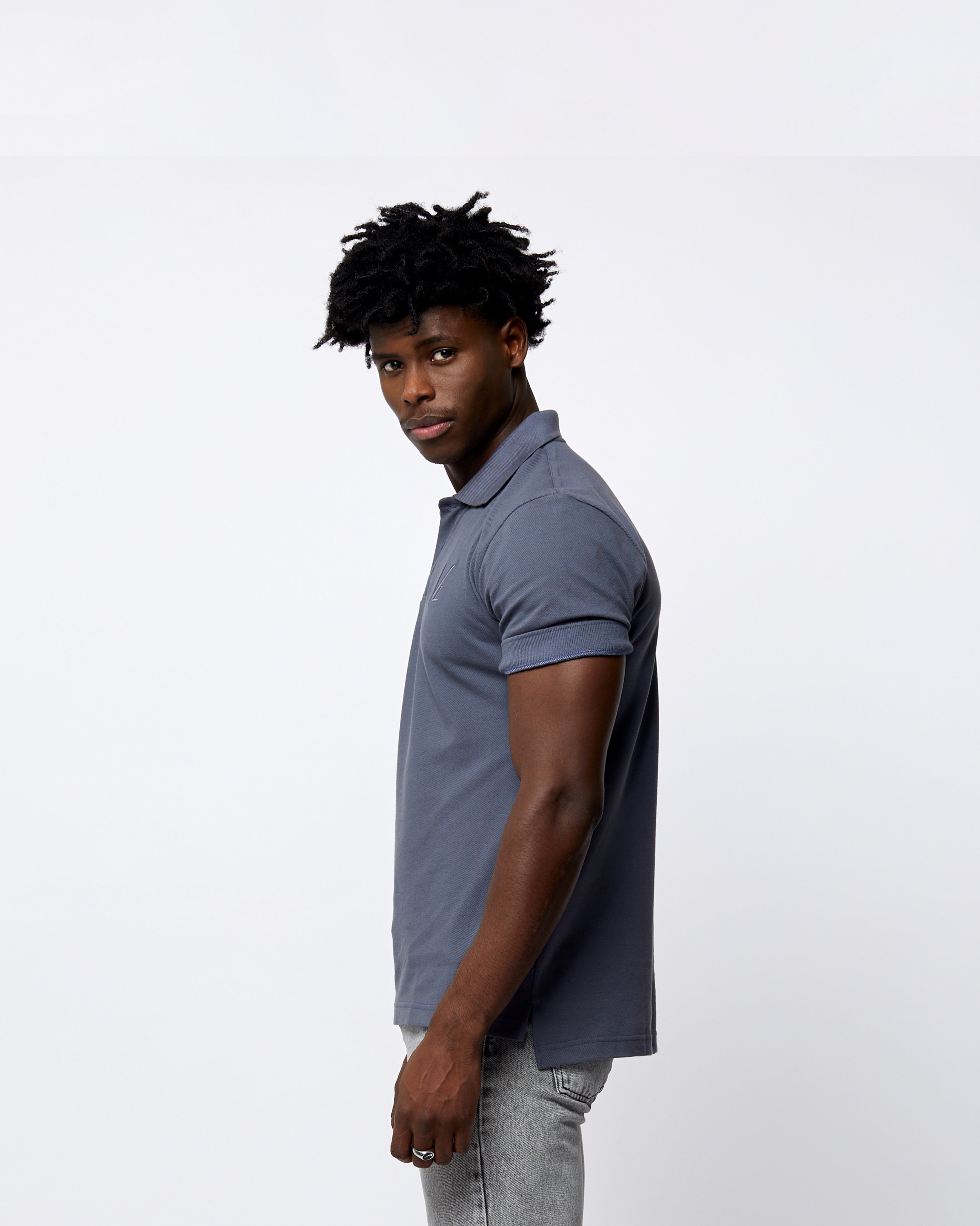 Short Sleeve Polo T-Shirt  Dark Grey