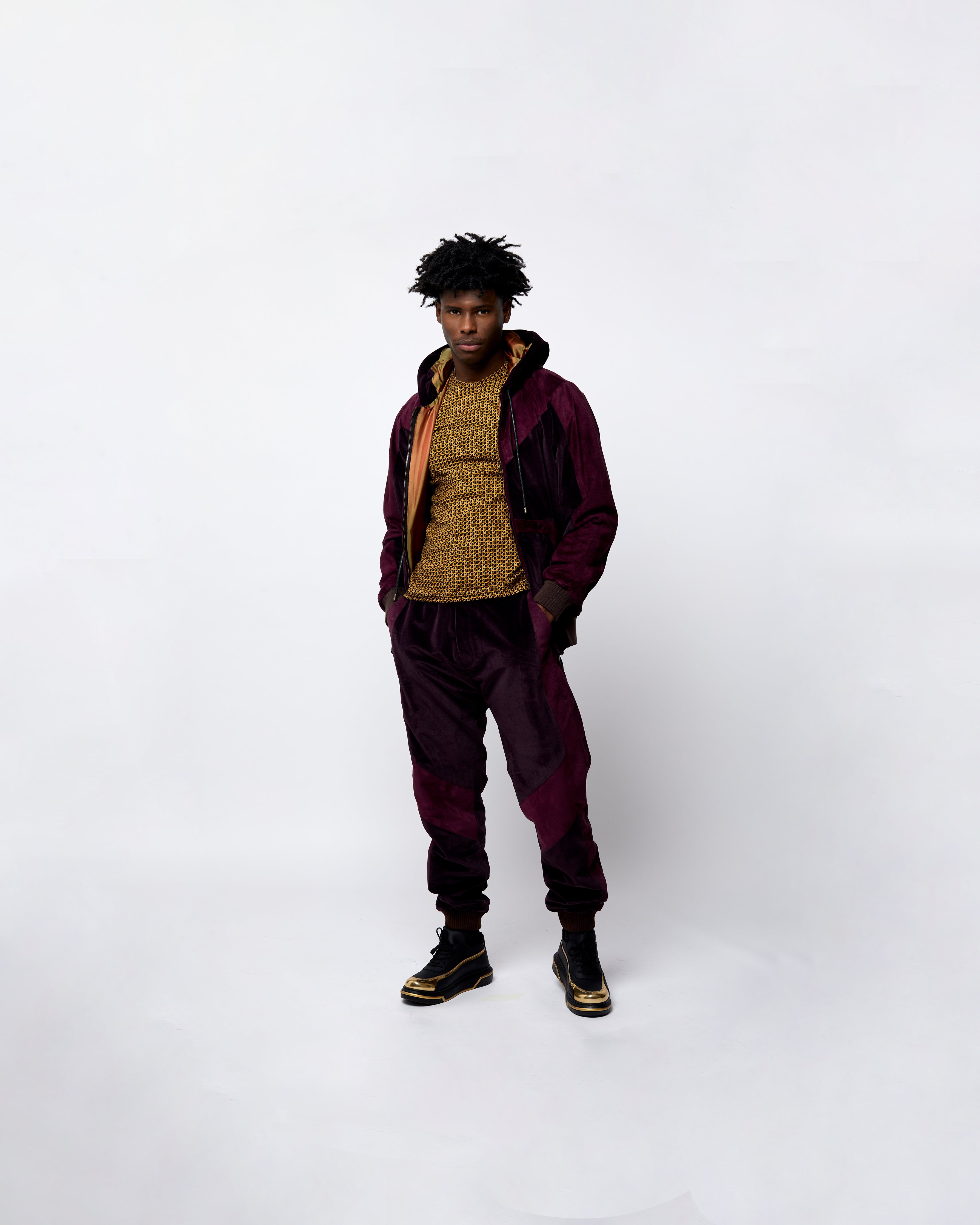 Maroon Velvet Tracksuit