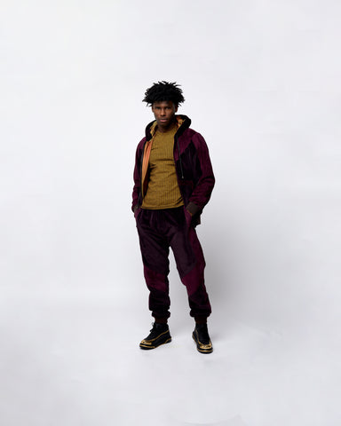 Load image into Gallery viewer, Maroon Velvet Tracksuit
