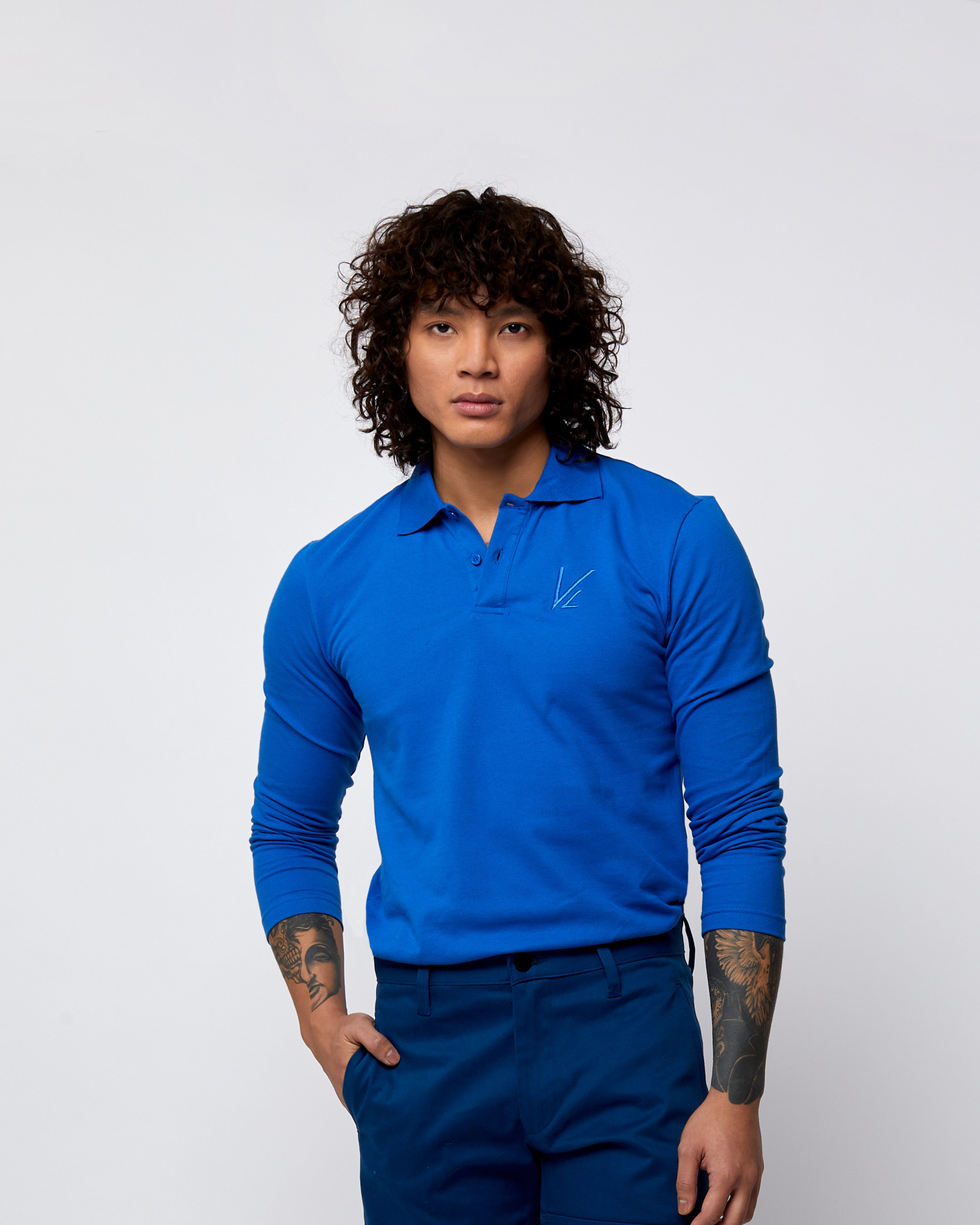 Long Sleeve Polo T-Shirt  Dark Blue