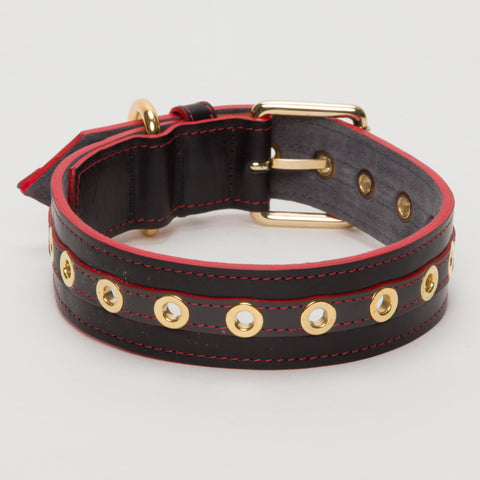 Load image into Gallery viewer, Luxury Leather Dog Collar Grey On Black Large and XLarge Breads
