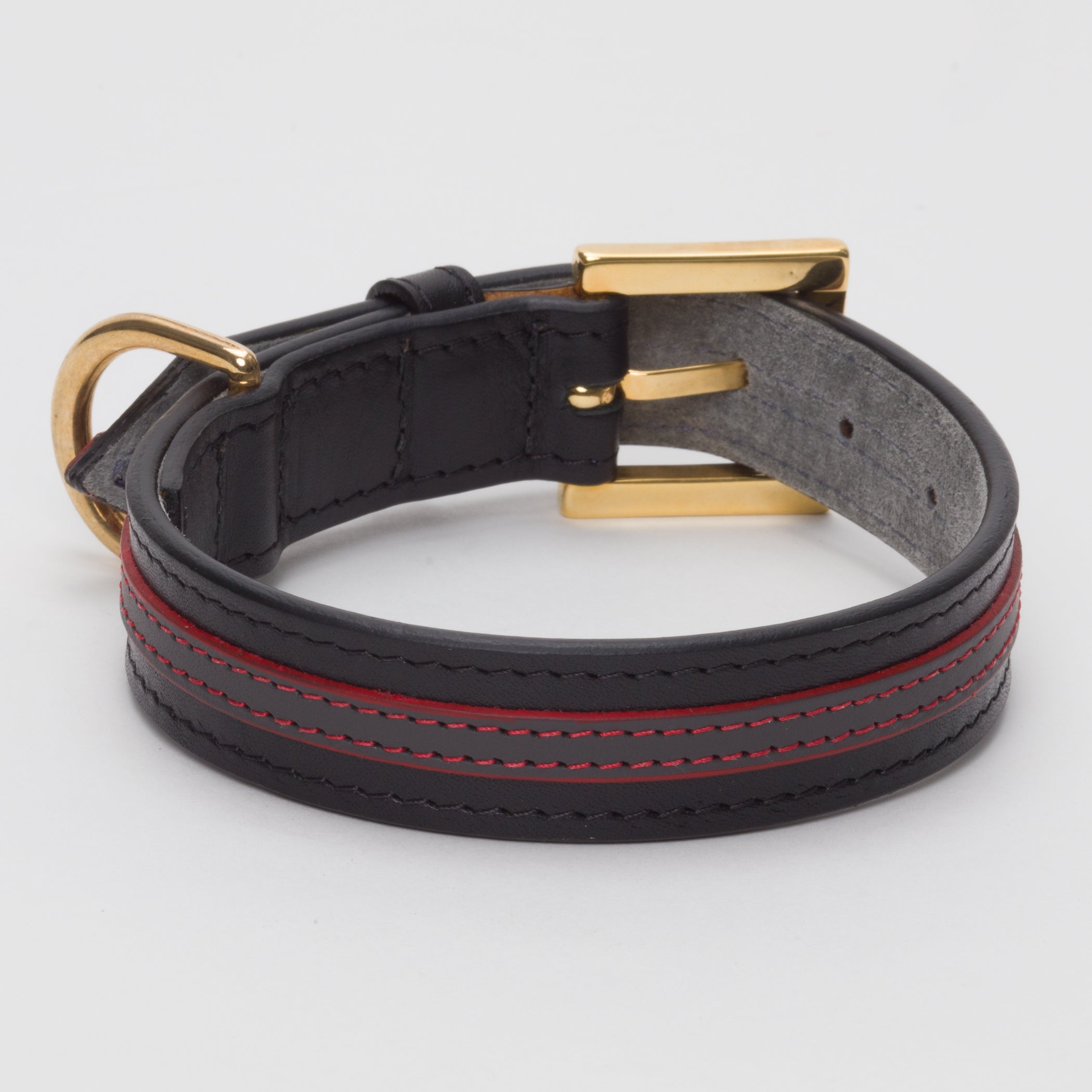 Luxury Leather Dog Collar Grey on Black Medium & Large Dogs Width