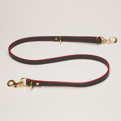 Luxury Leather Dog  Collar Red on Grey with Eyelets XXLarge Puppy