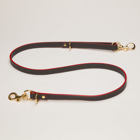 Load image into Gallery viewer, Luxury Leather Dog Collar Grey on Black Medium & Large Dogs Width
