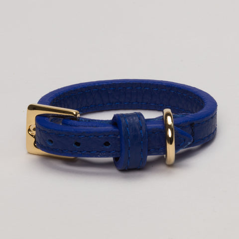 Load image into Gallery viewer, Luxury Leather Dog Collar Royal Blue, Tea cup, Toy & Small Dogs
