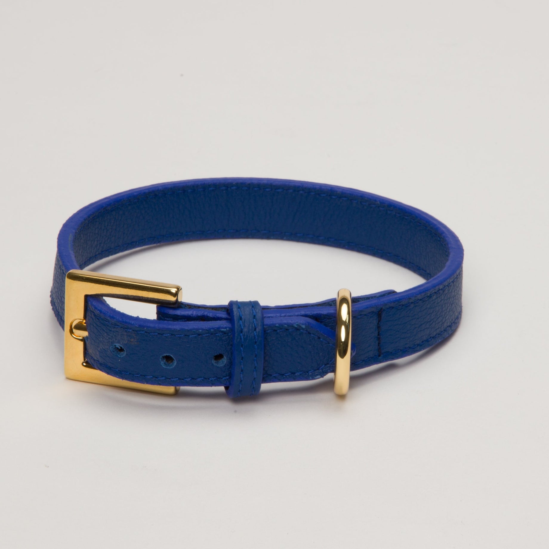 Leather Collar Royal Blue, Kitten & Cats