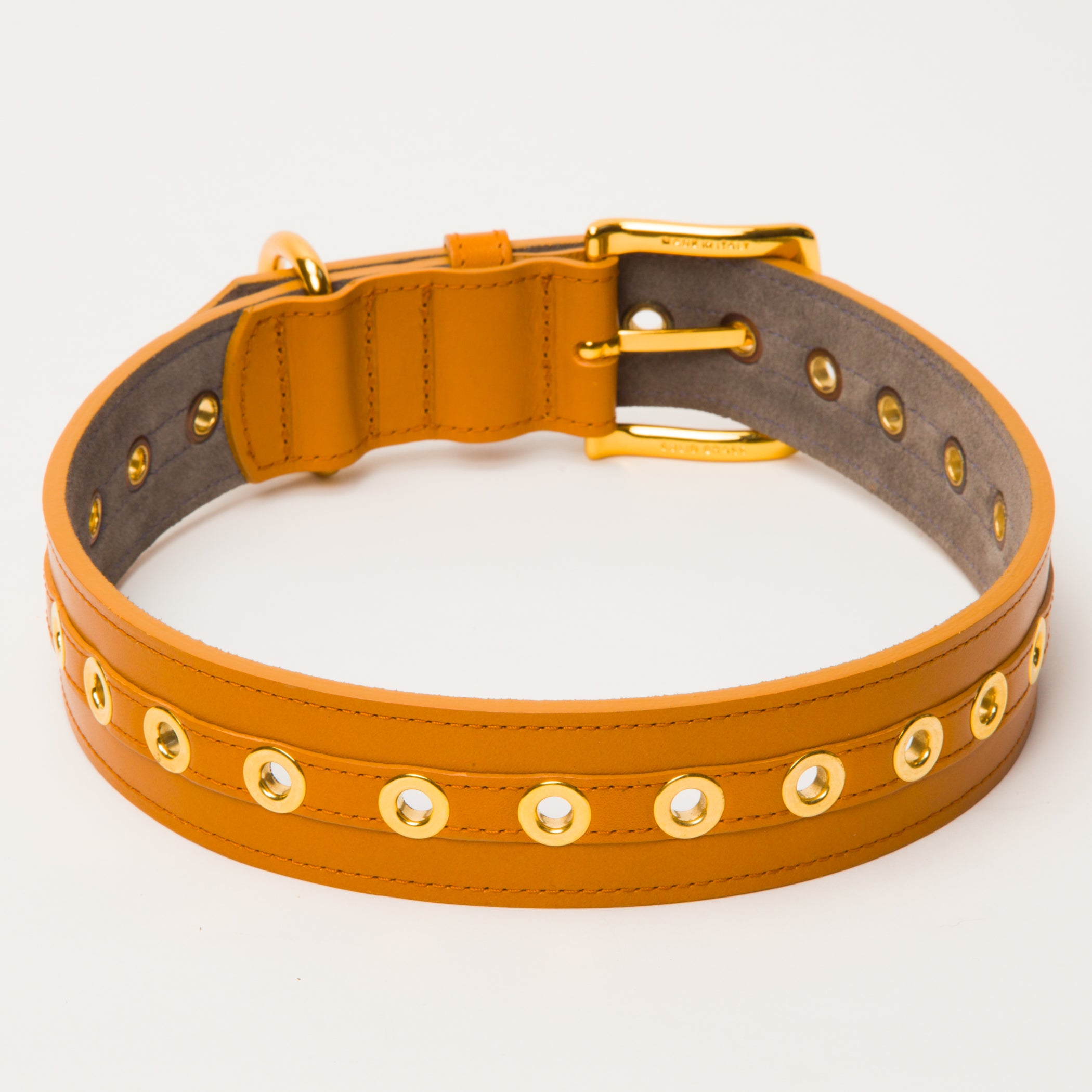 Luxury Leather Dog Collar Nude Tan with Eyelets Large to XLarge Breads