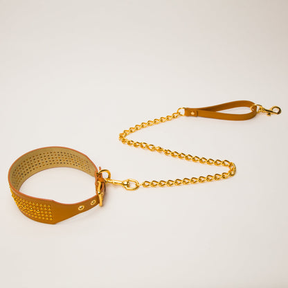 Luxury 5 Row Dome Shape Collar Nude Tan XLarge Breeds