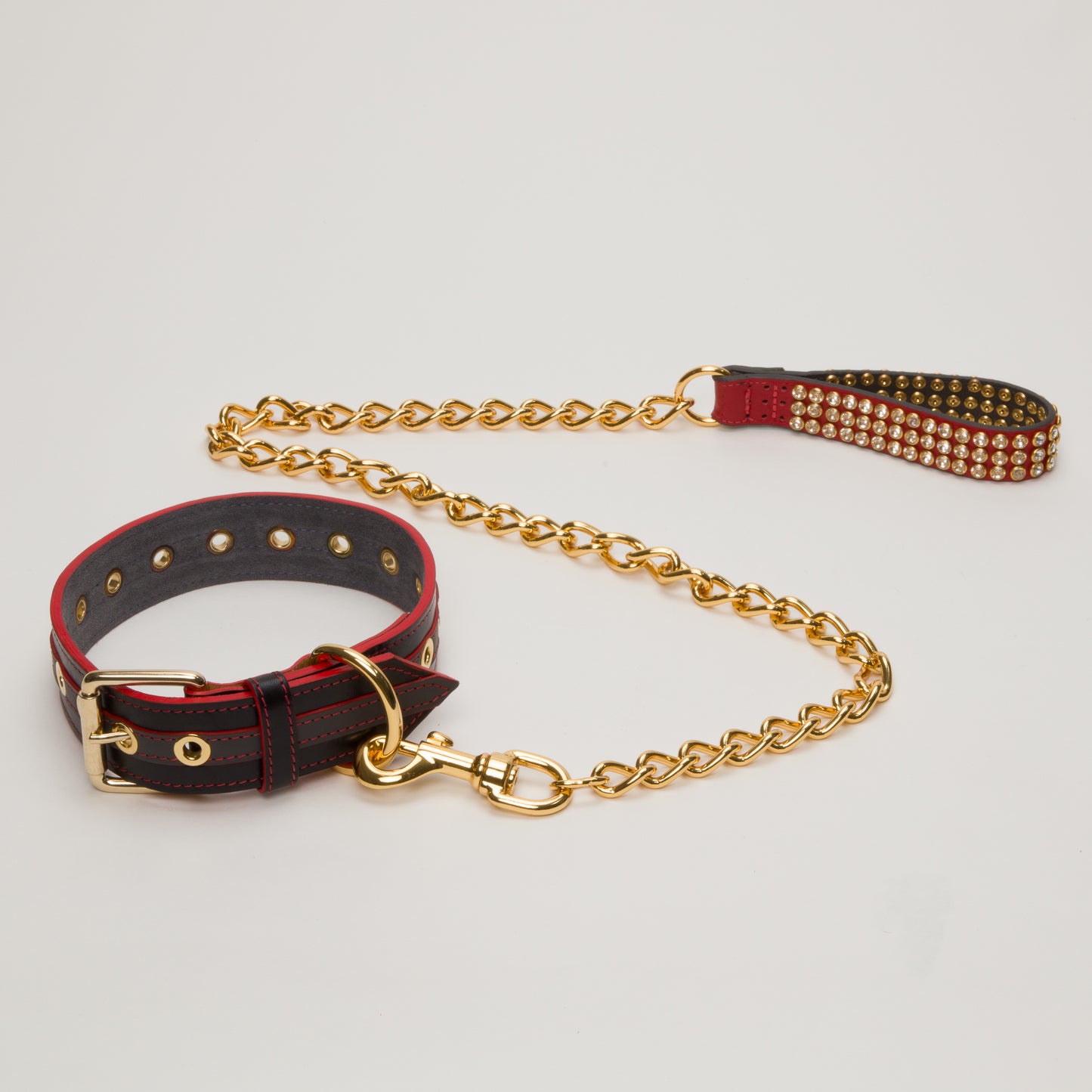 Luxury Leather Dog  Collar Grey On Black XXLarge Puppy