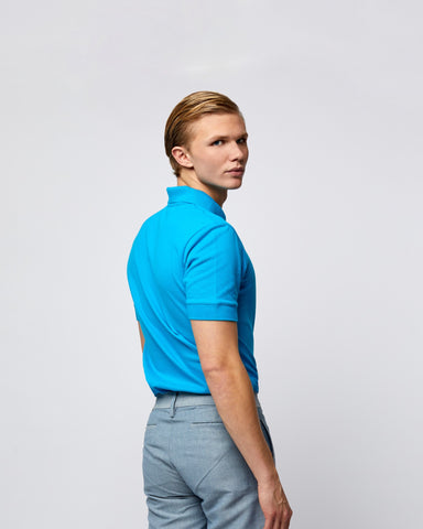 Load image into Gallery viewer, Short Sleeve Polo T-Shirt Light Blue
