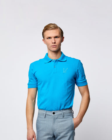 Load image into Gallery viewer, Short Sleeve Polo T-Shirt Light Blue
