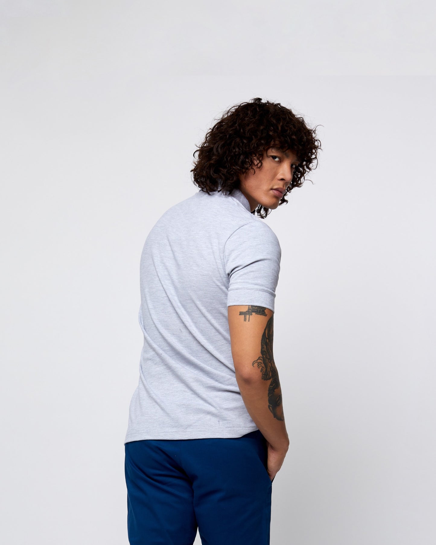Short Sleeve Polo T-Shirt Light Slate Grey