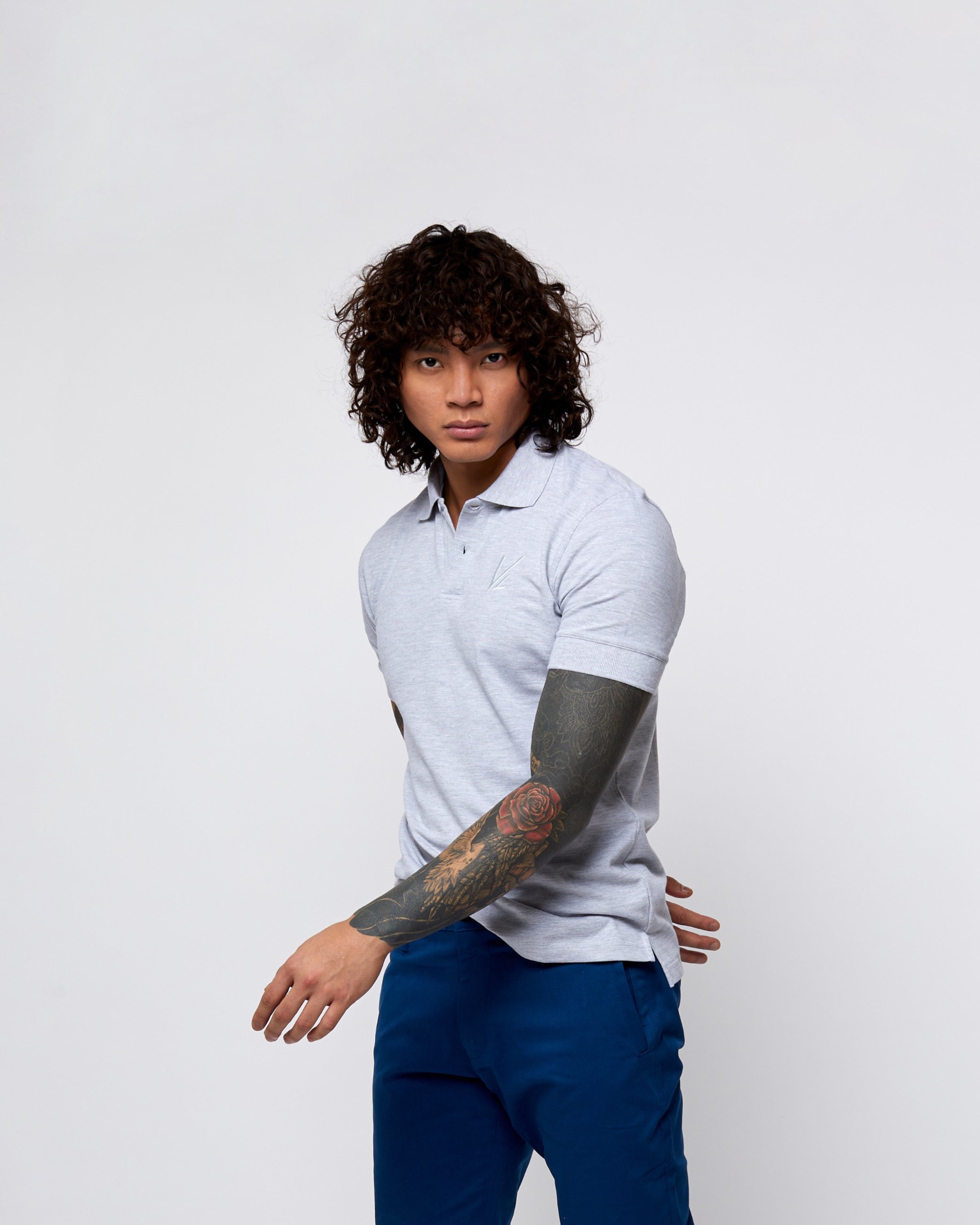 Short Sleeve Polo T-Shirt Light Slate Grey