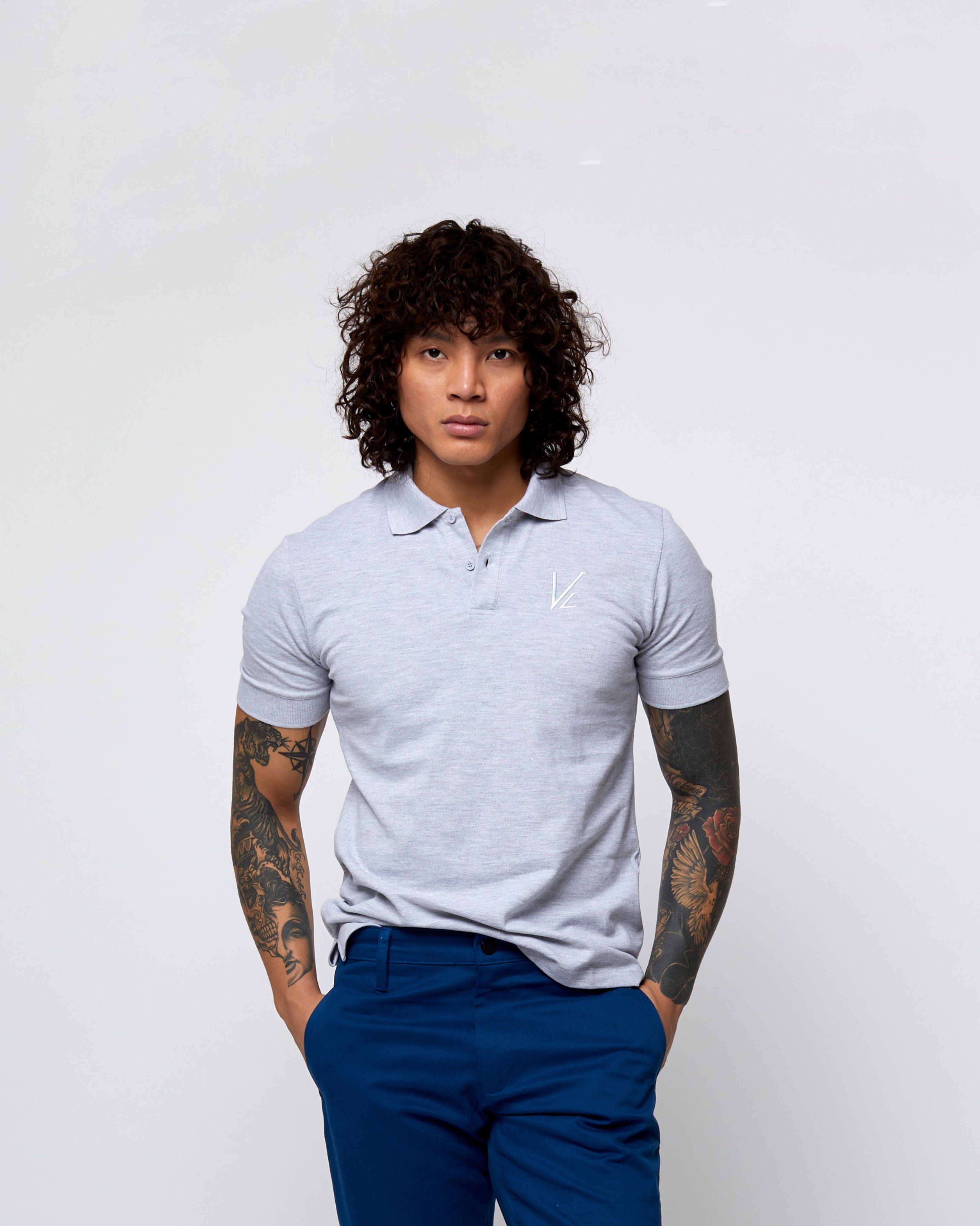 Short Sleeve Polo T-Shirt Light Slate Grey