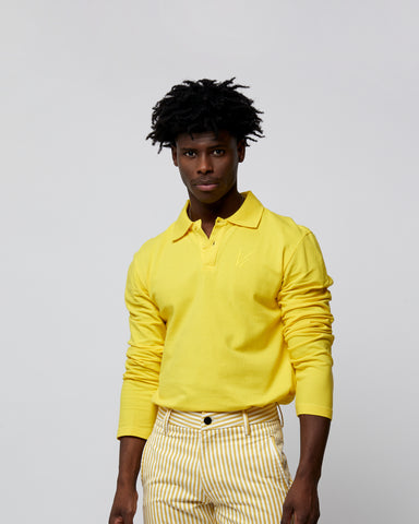 Load image into Gallery viewer, Long Sleeve Polo T-Shirt  Yellow
