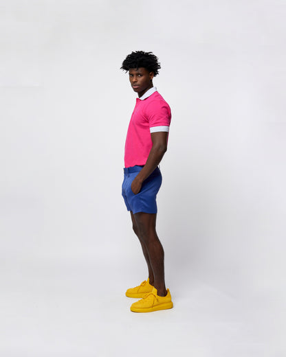 Short Sleeve Polo T-Shirt Hot Pink with Light Slate Grey Edging