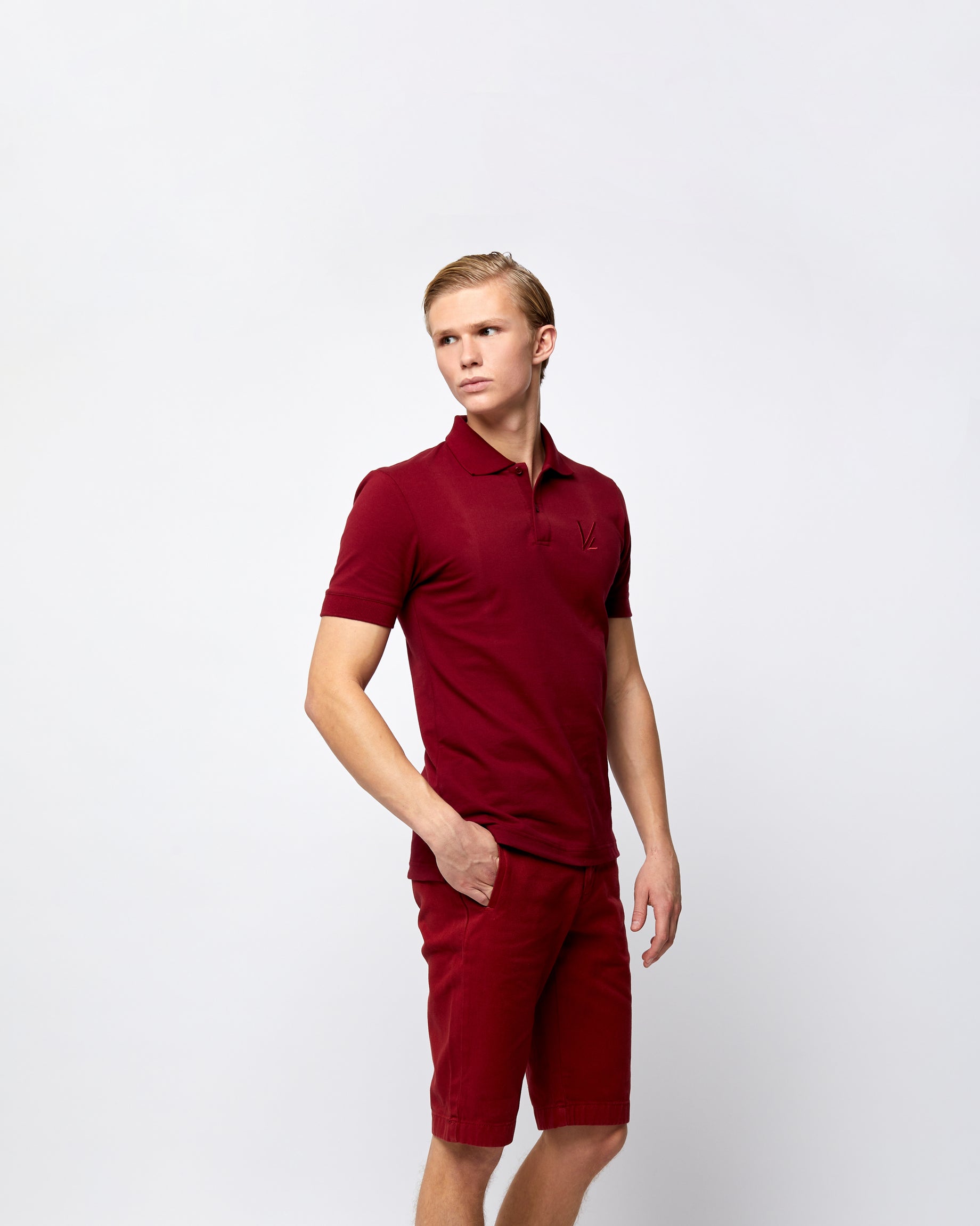 Short Sleeve Polo  T-Shirt Blood Red