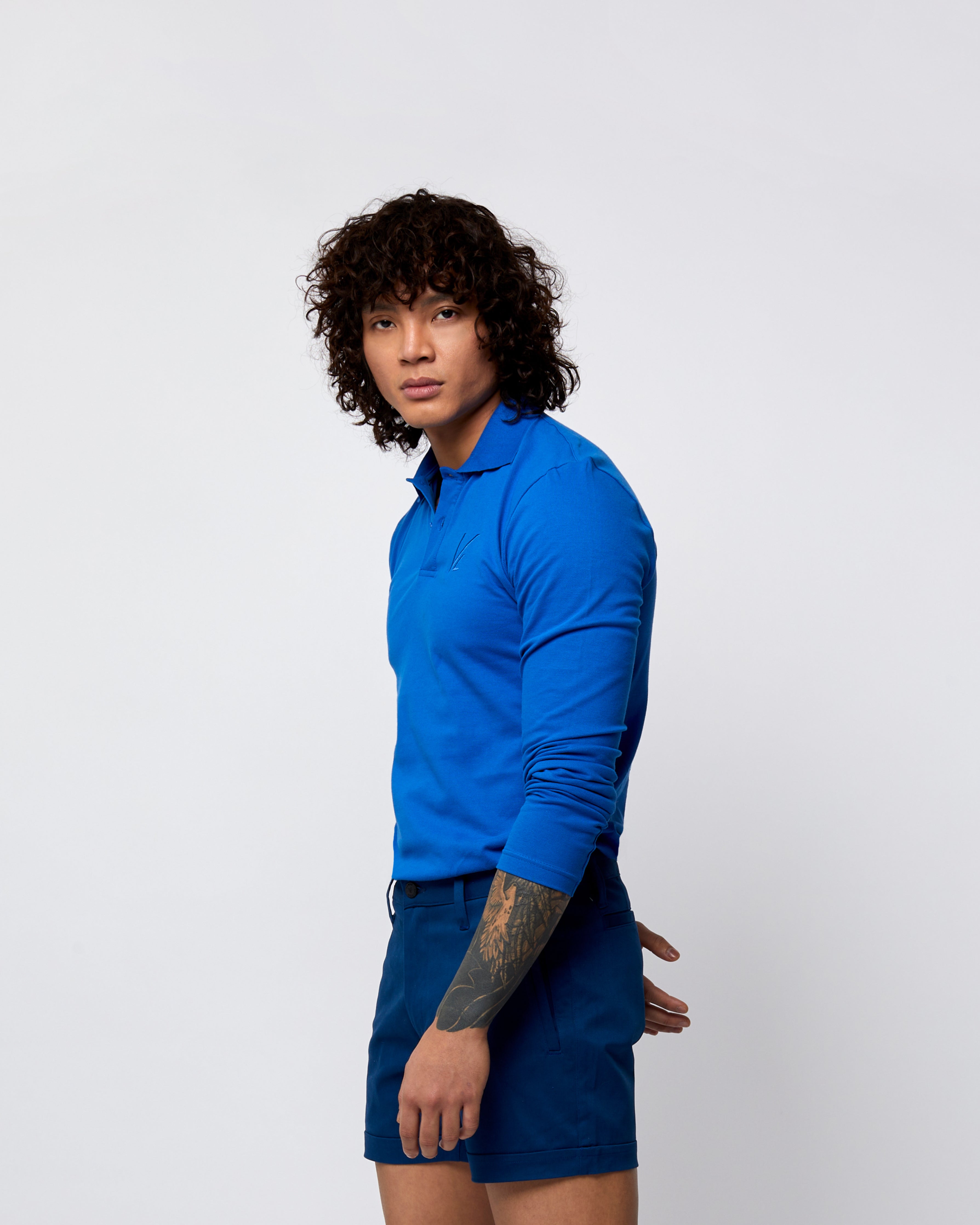 Long Sleeve Polo T-Shirt  Dark Blue