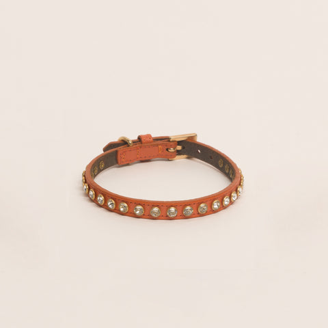 Load image into Gallery viewer, Luxury 1 Row Swarovski Crystal Orange Collar Toy & Small Breads
