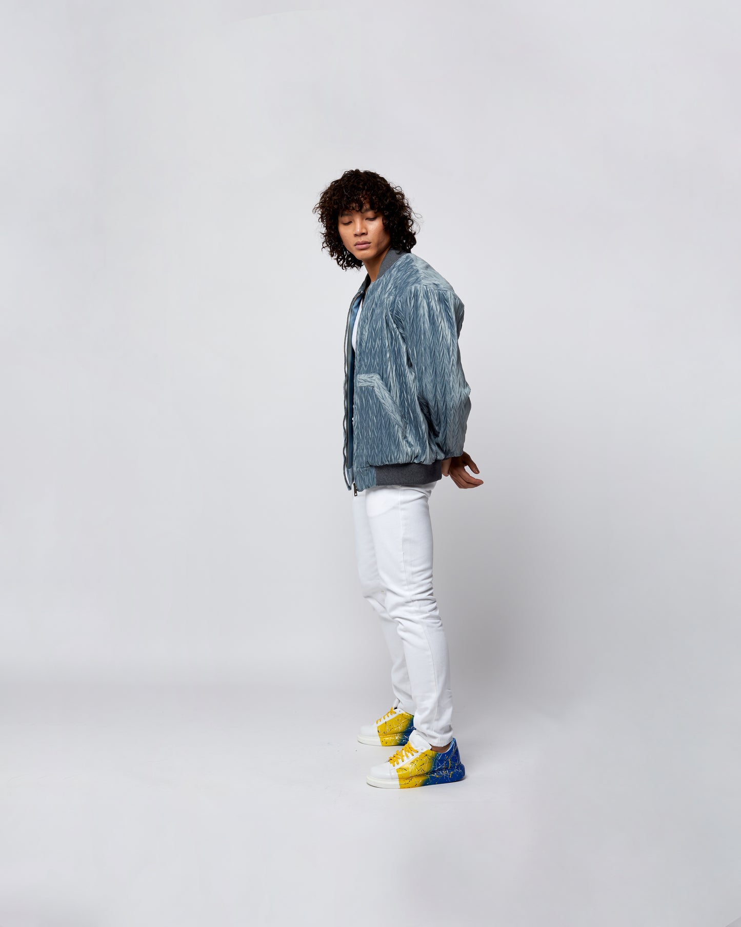 Crush Velvet Jacket Sky Grey