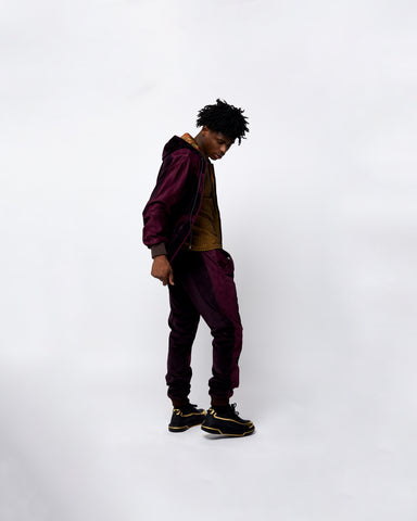 Load image into Gallery viewer, Maroon Velvet Tracksuit
